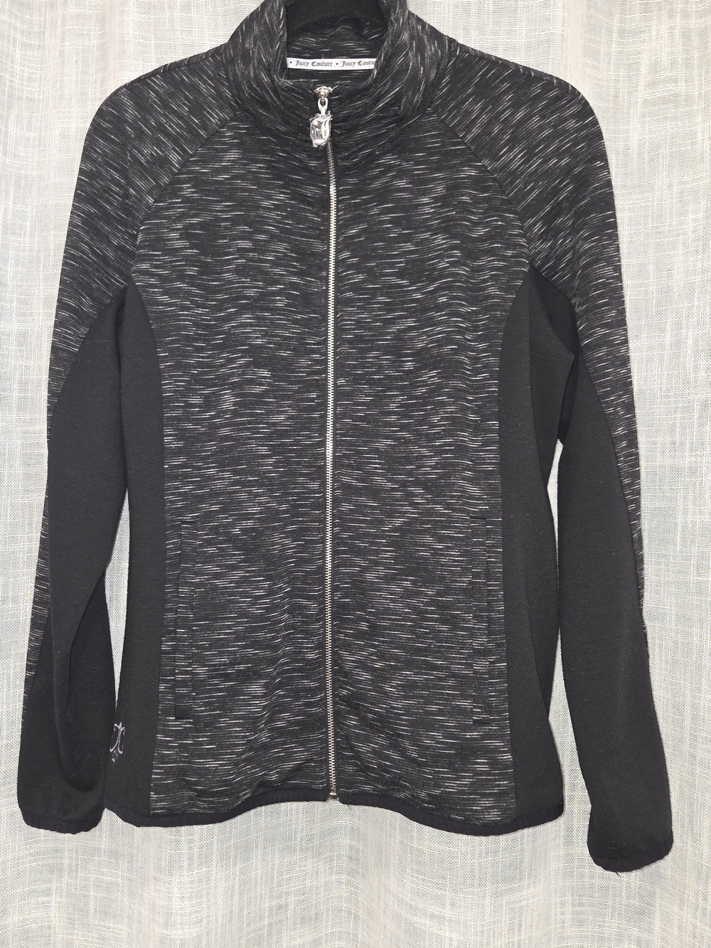 Juicy Couture Women's Black Space-Dye Full-Zip Jacket